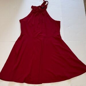 Stylish Red Halter Dress